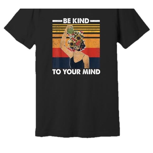 "Be Kind to your Mind" T-Shirt Women V-Neck Mental Health Inspirational Gray 2XL - Picture 2 of 10